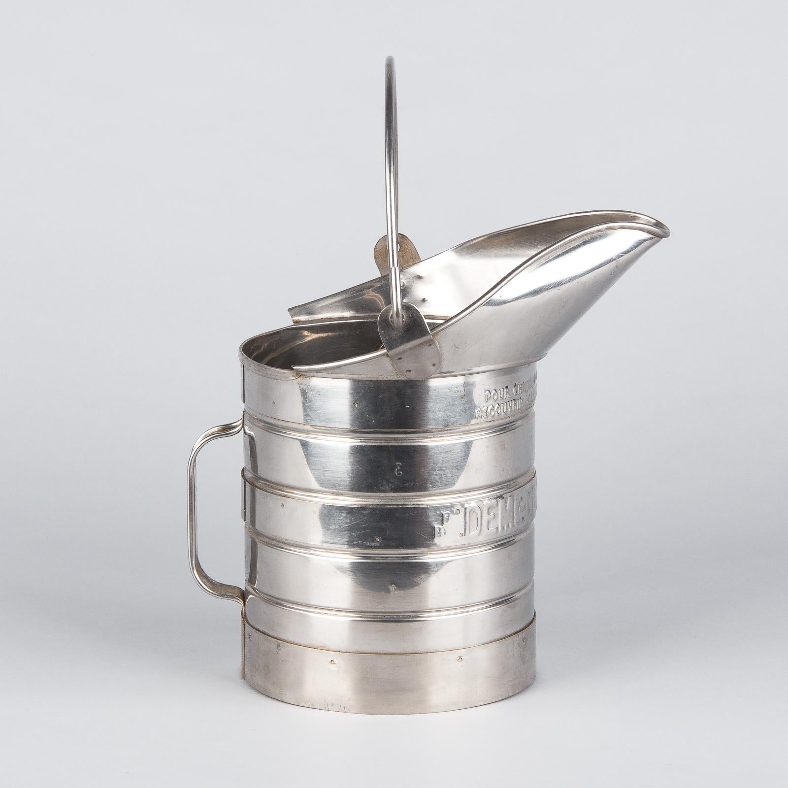 French Silver Metal Measuring Milk Pitcher, 1950s 12