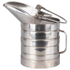 Vintage French Silver Metal Measuring Milk Pitcher, 1950s