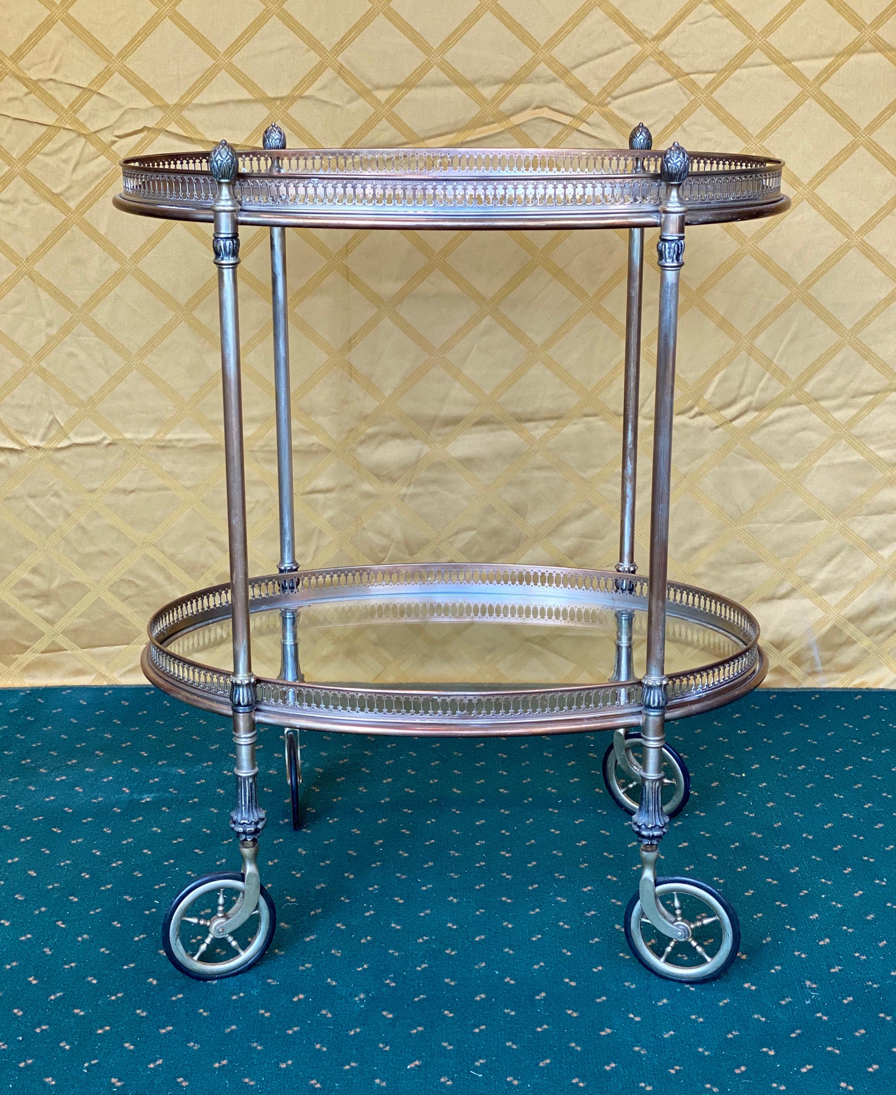 antique silver bar cart
