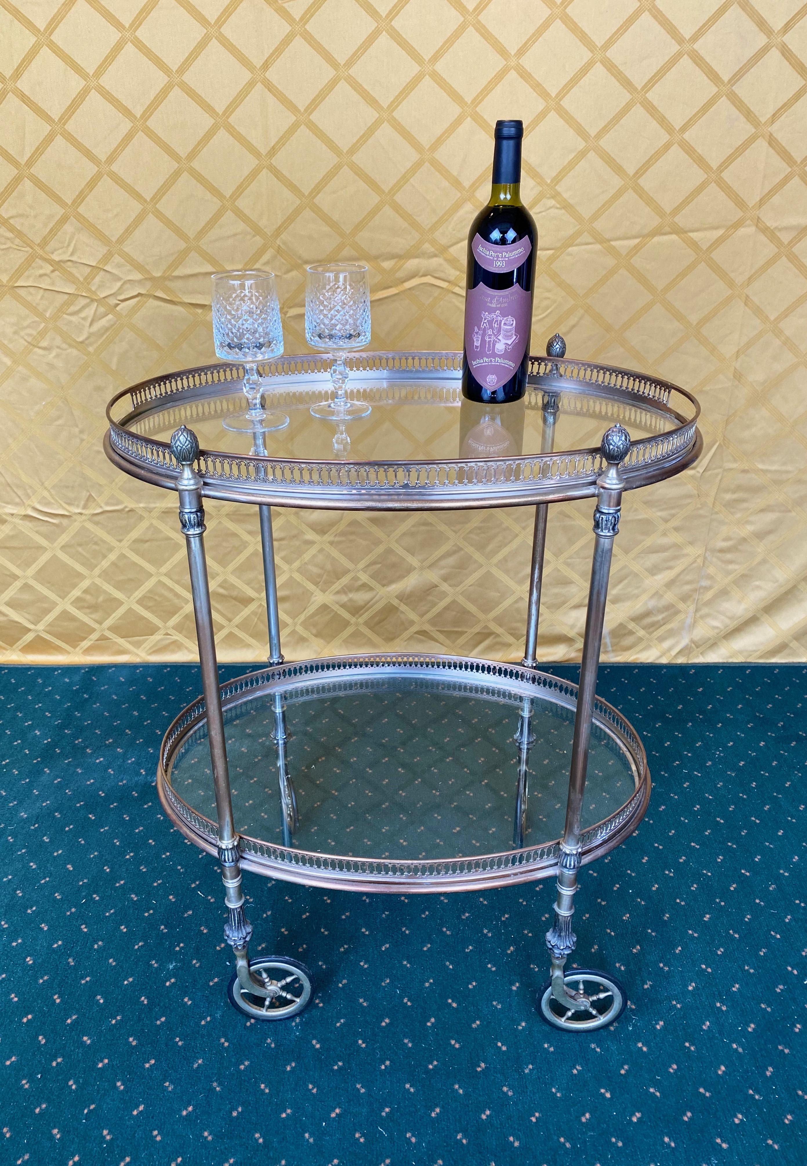 round silver bar cart
