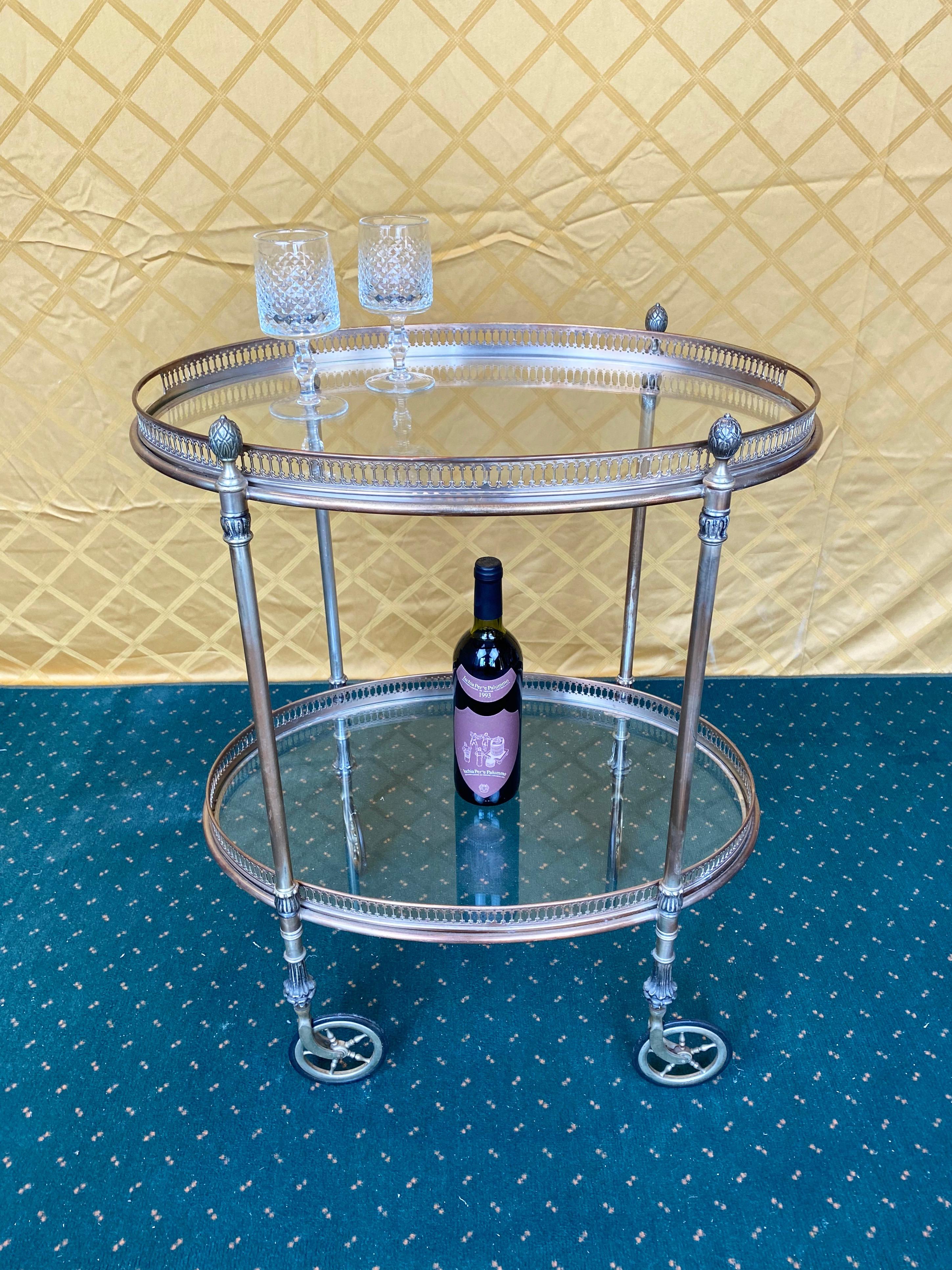antique silver bar cart