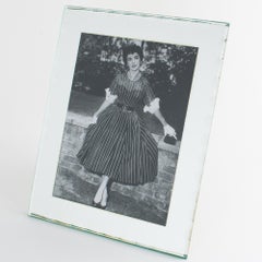 French Silver Mirrored Glass Picture Frame, circa 1940