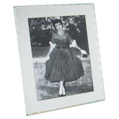French Silver Mirrored Glass Picture Frame, circa 1940