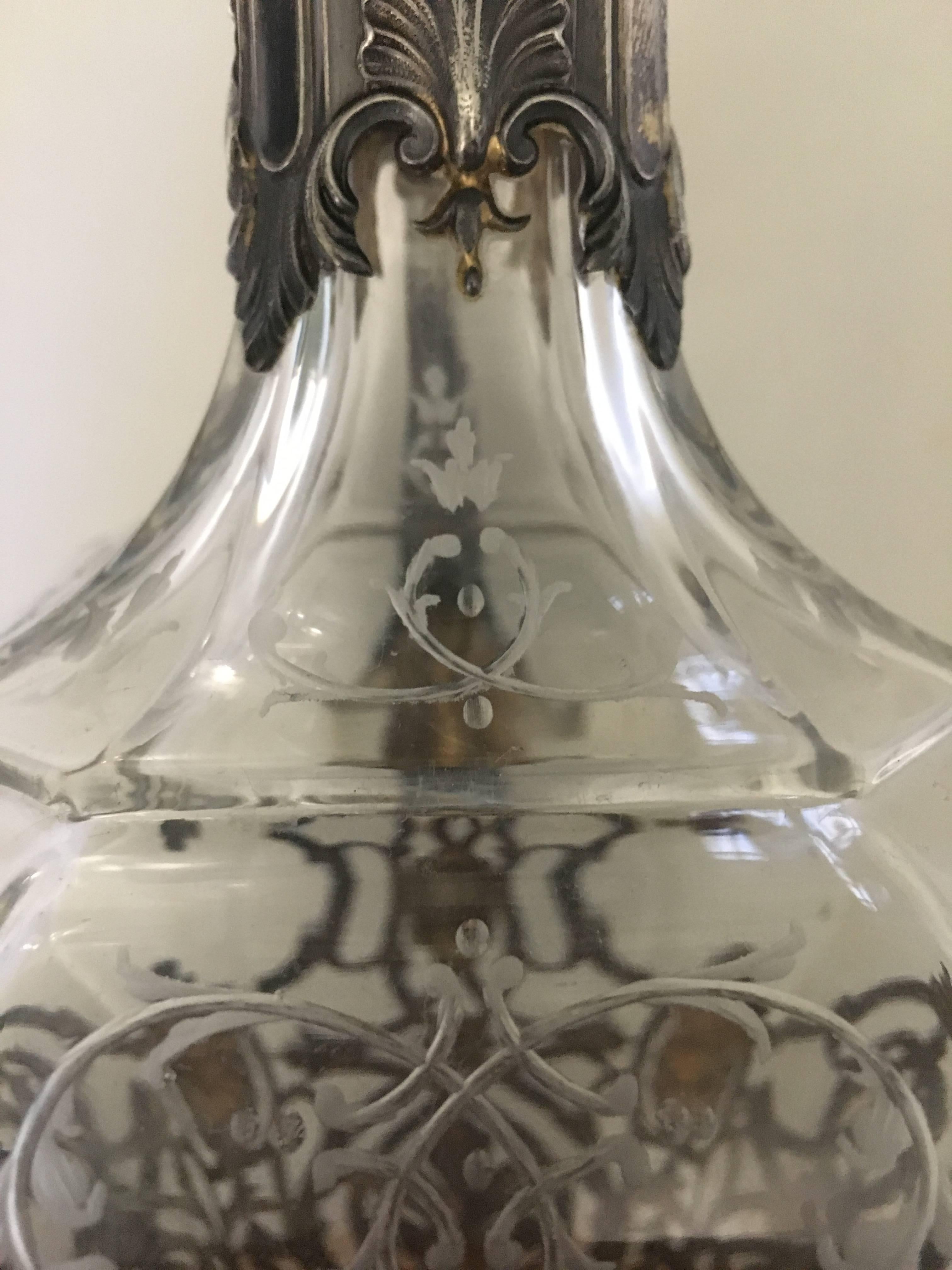 French Silver Mounted and Crystal Claret Jug In Good Condition In Saint-Ouen, FR