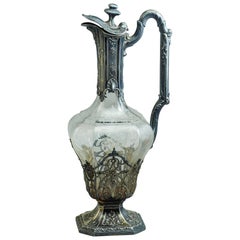 Antique French Silver Mounted and Crystal Claret Jug