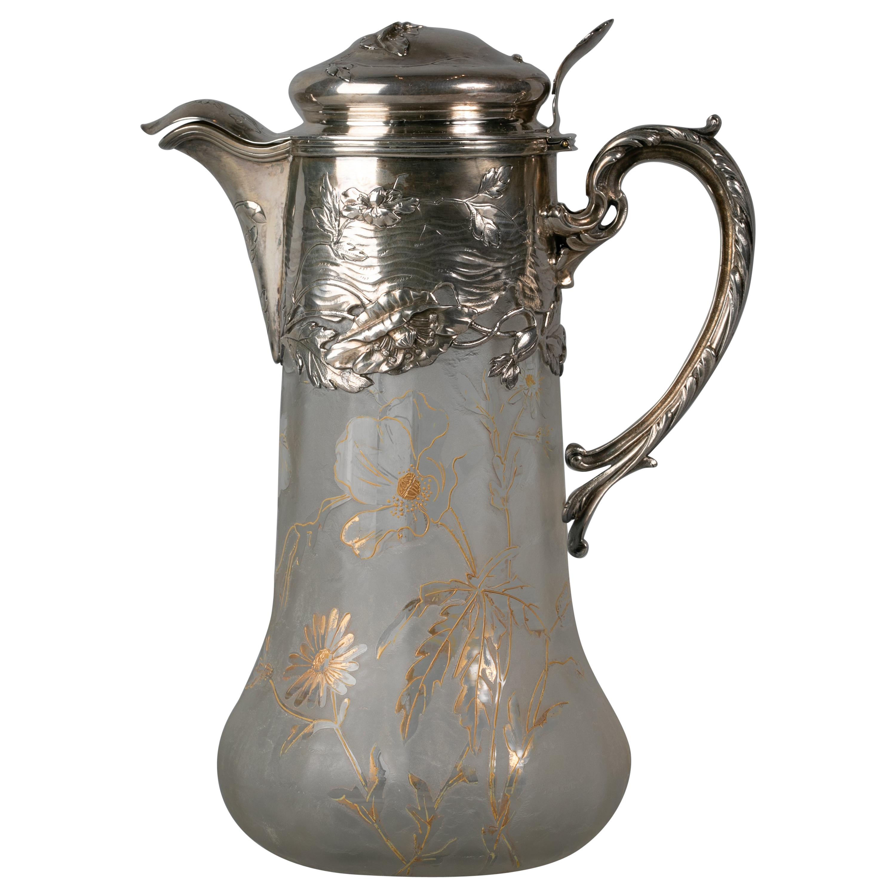 French Silver Mounted and Glass Wine Decanter, circa 1900