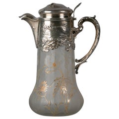 Carafe à vin en verre et en argent, vers 1900