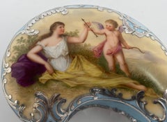 French Silver Mounted Porcelain Box, Venus and Cupid, c. 1900