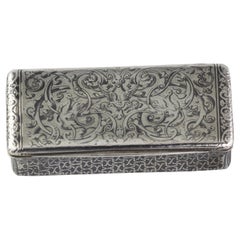 French Silver Niello Snuff Box, 19th Century