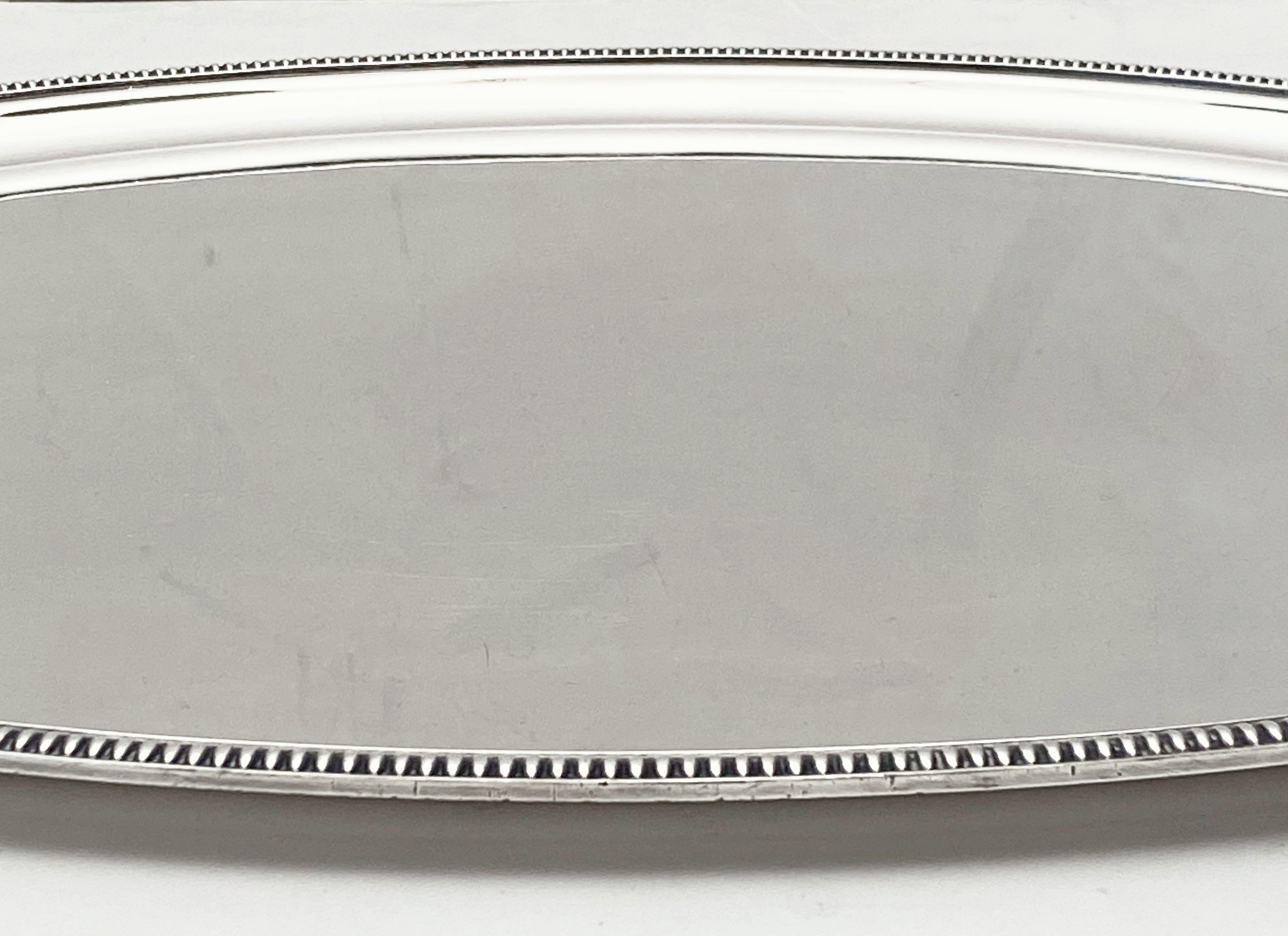 French Silver Oval Serving or Drinks Tray by Christofle 7