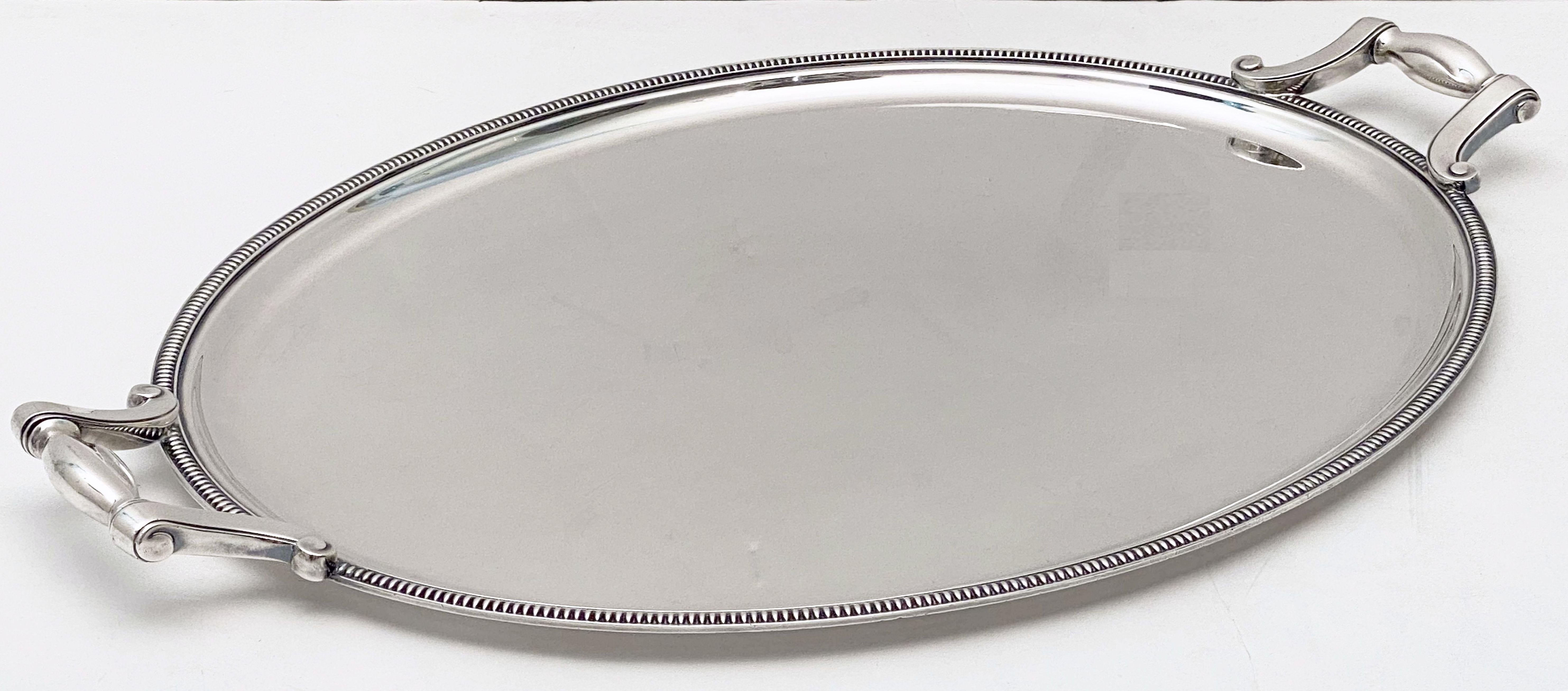 Silver Plate French Silver Oval Serving or Drinks Tray by Christofle