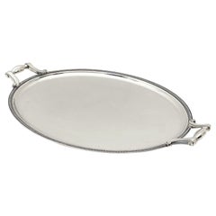 French Silver Oval Serving or Drinks Tray by Christofle