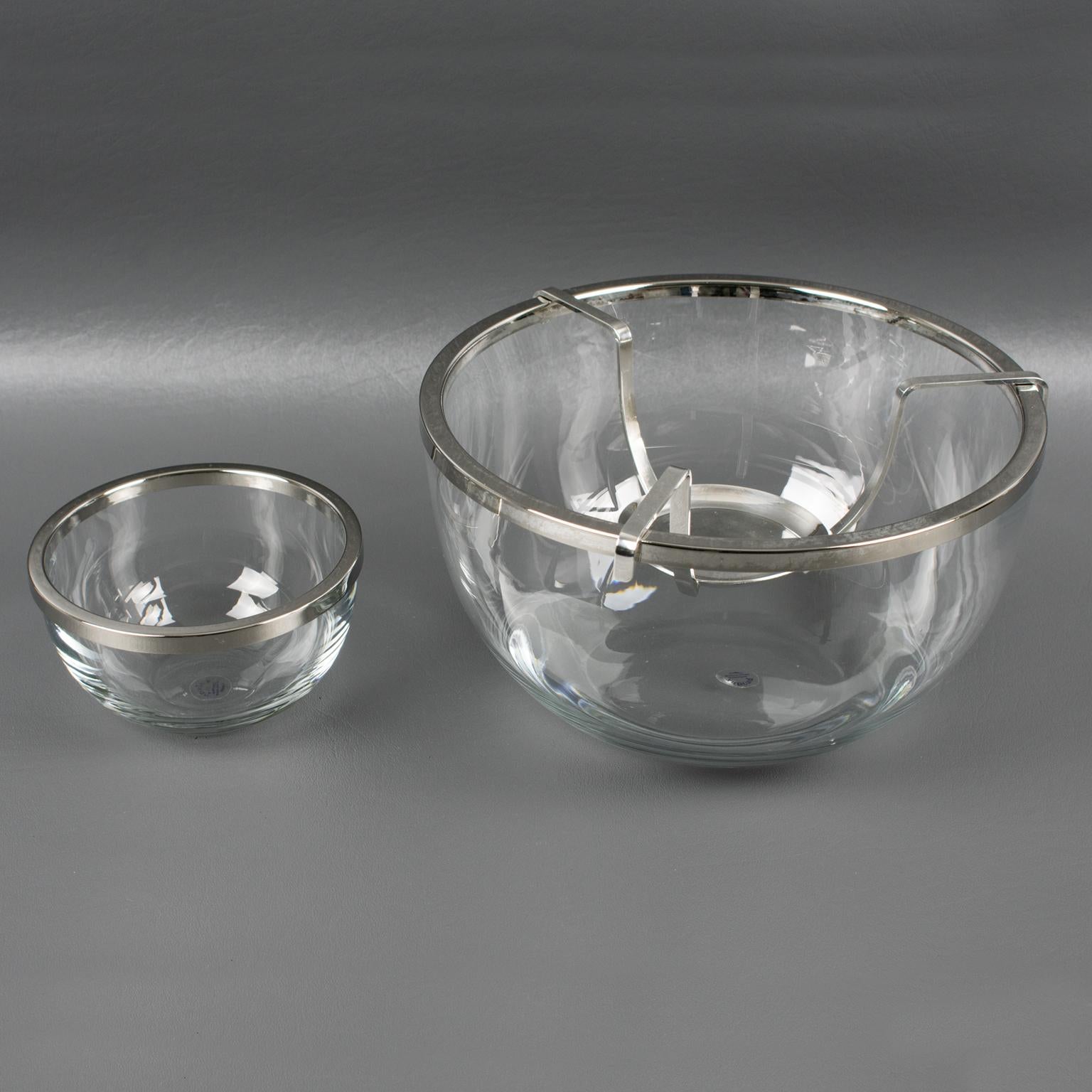 French Silver Plate and Crystal Caviar Bowl Dish Server by Produx Paris In Good Condition In Atlanta, GA