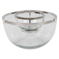 French Silver Plate and Crystal Caviar Bowl Dish Server by Produx Paris