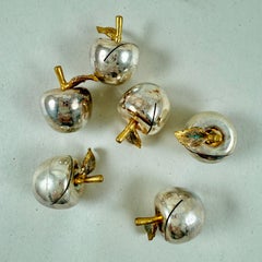 French Silver Plate Apple Place Card Holders, set of 6