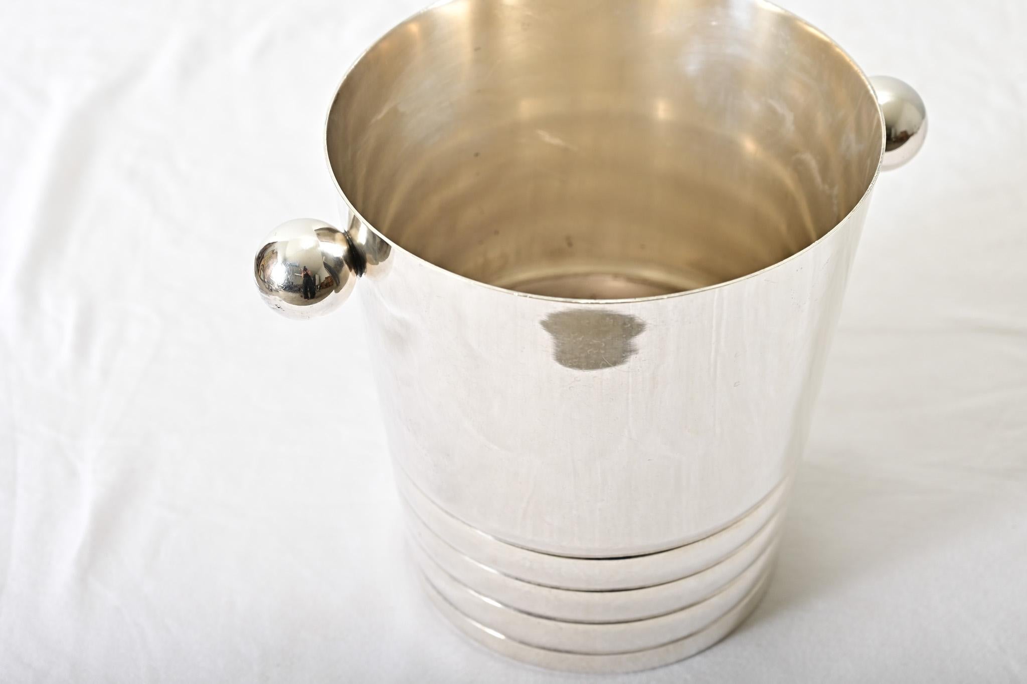 Champañera Art Decó francesa plateada Metal en venta