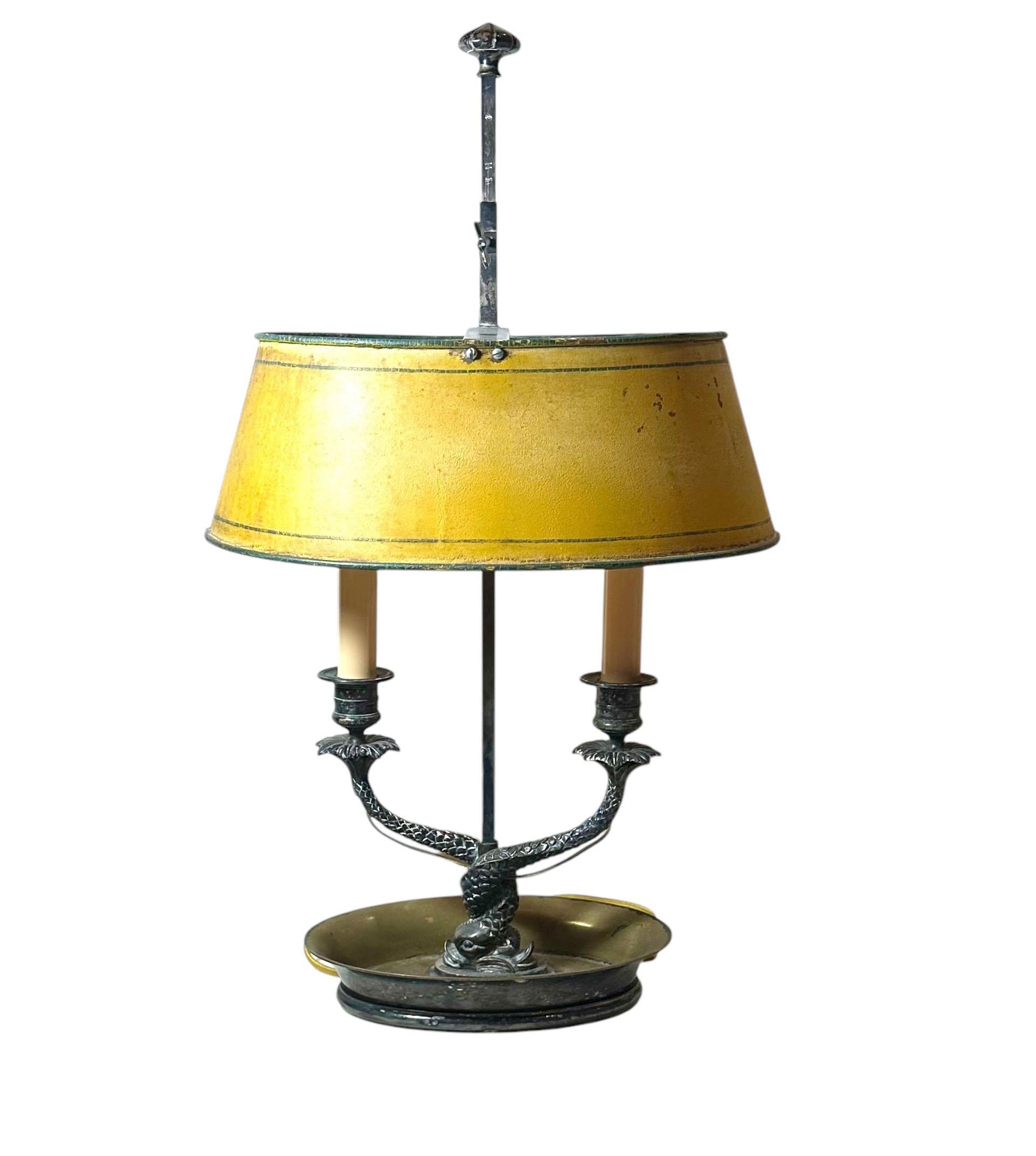 Plaqué argent Lampe à bulle en métal argenté français en vente