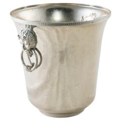 French Silver Plate Champagne Bucket with Bacchus Ring Handles, circa 1930