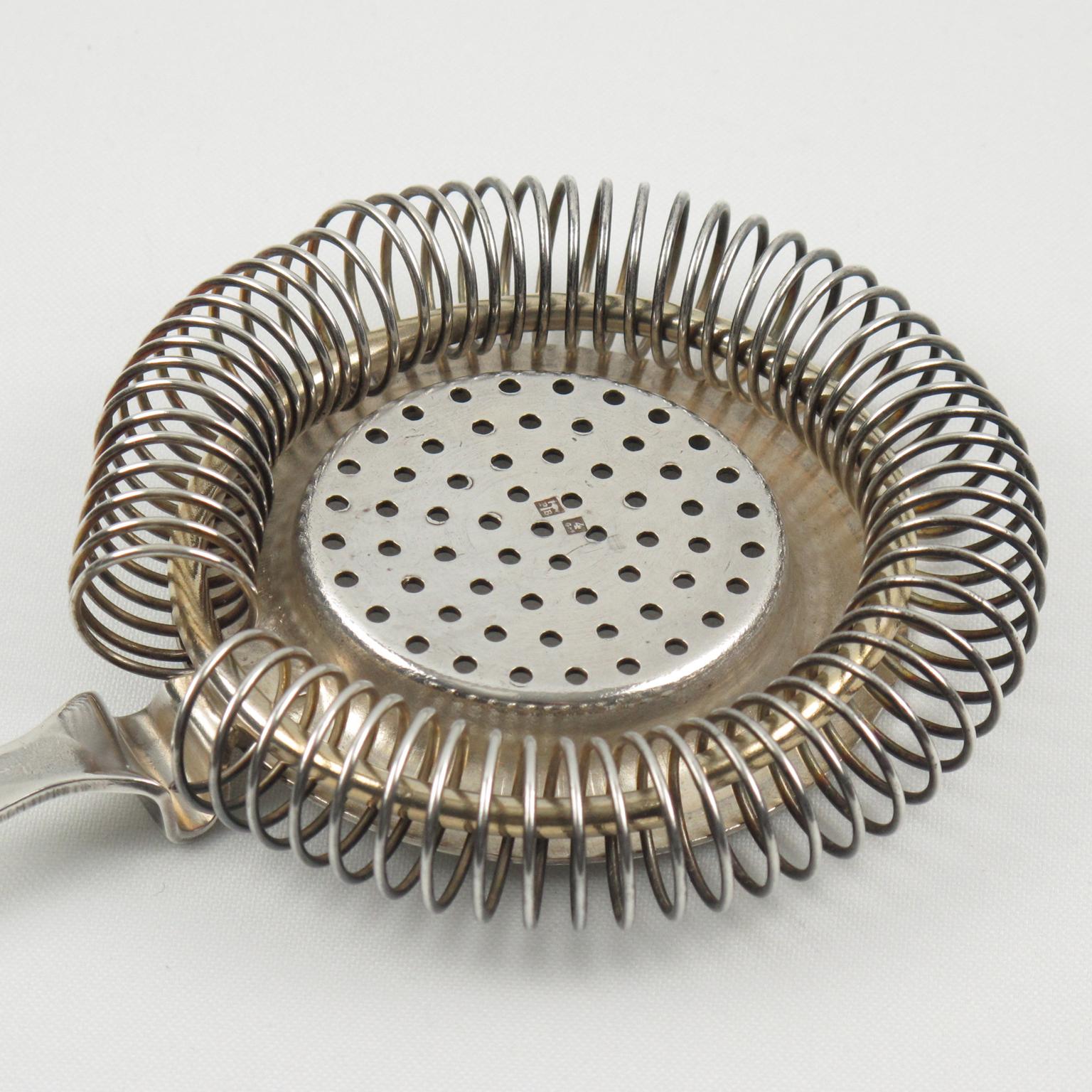20th Century French Silver Plate Cocktail Strainer for Boston Shaker