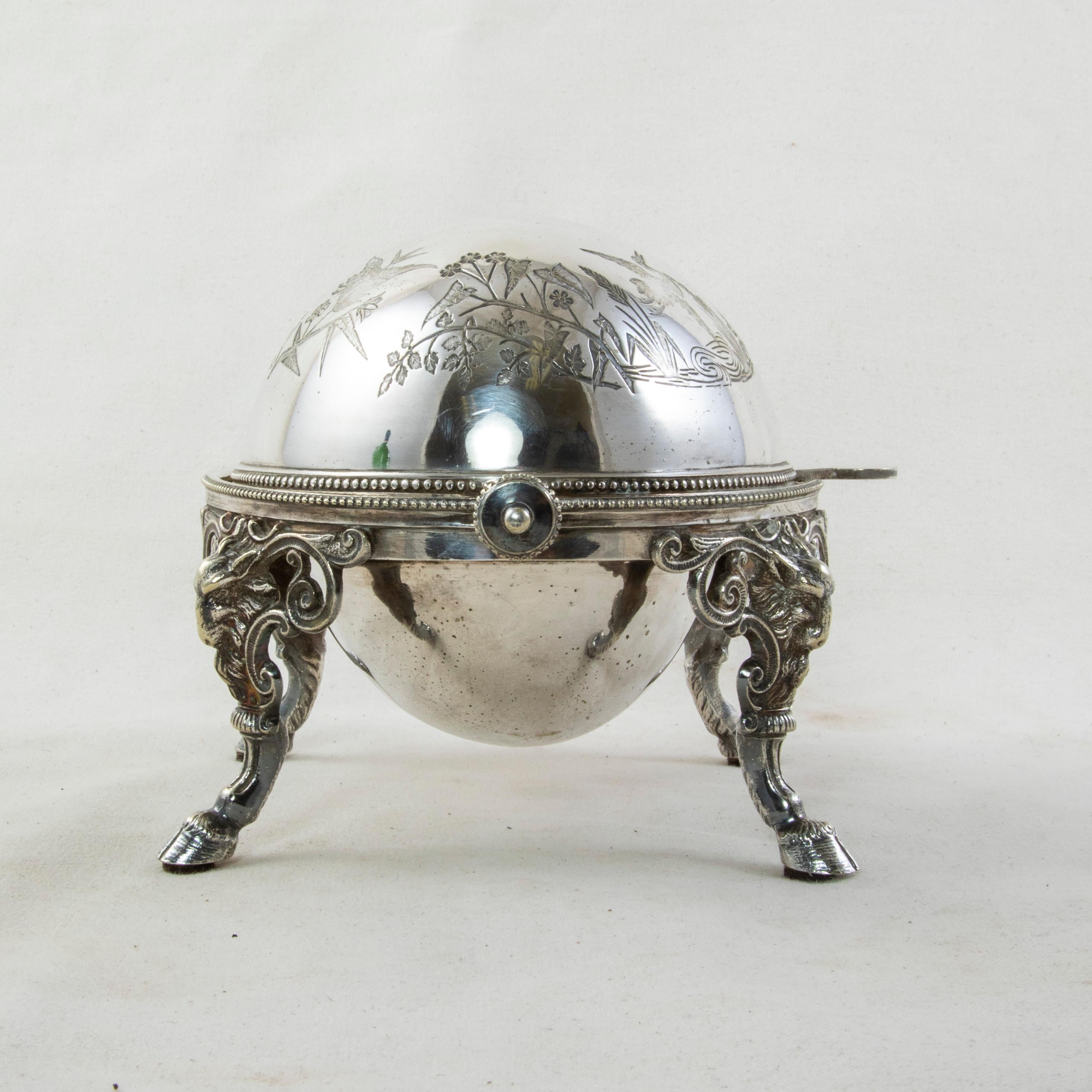 20th Century French Silver Plate Domed Serving Piece with Swivel Lid c. 1900