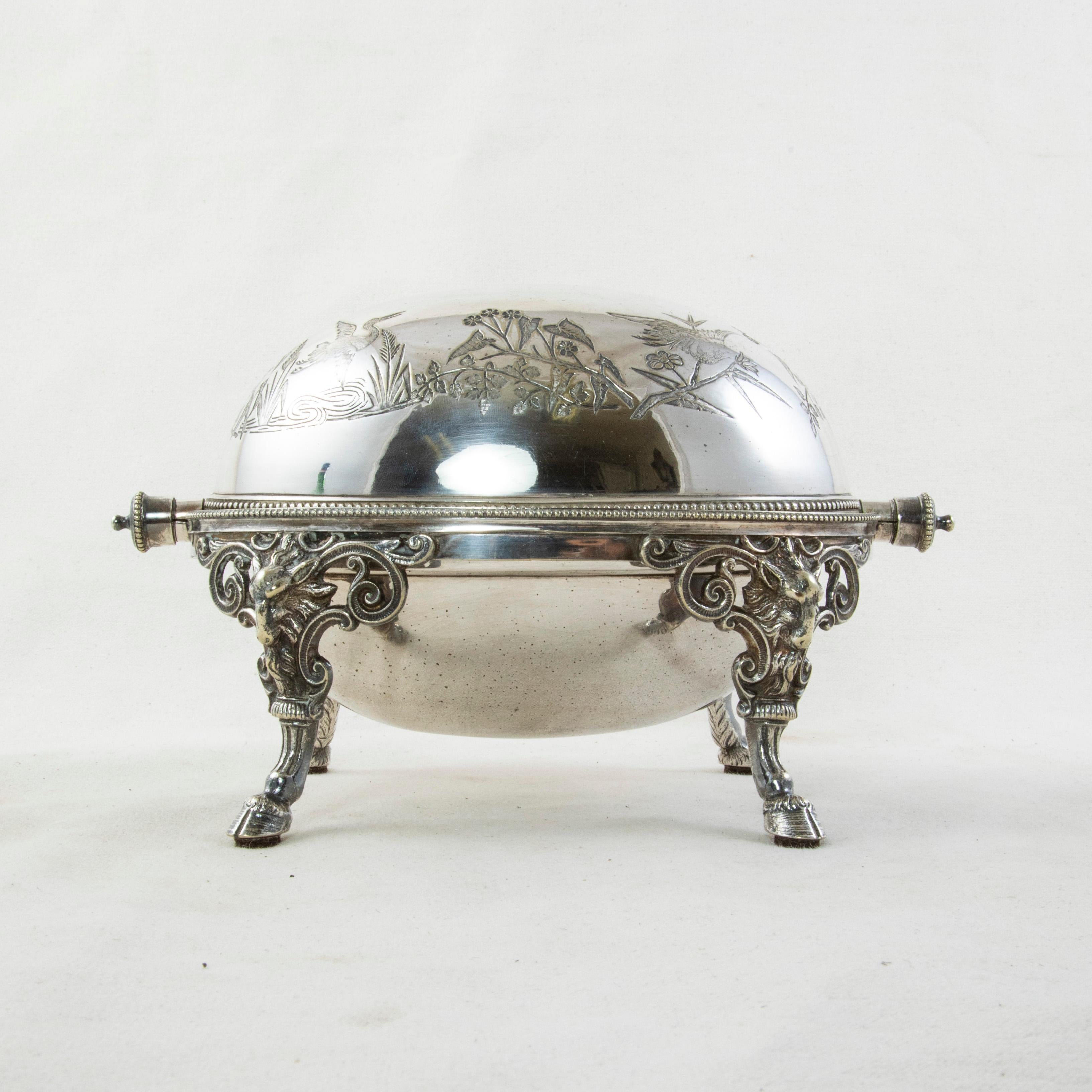 French Silver Plate Domed Serving Piece with Swivel Lid c. 1900 1