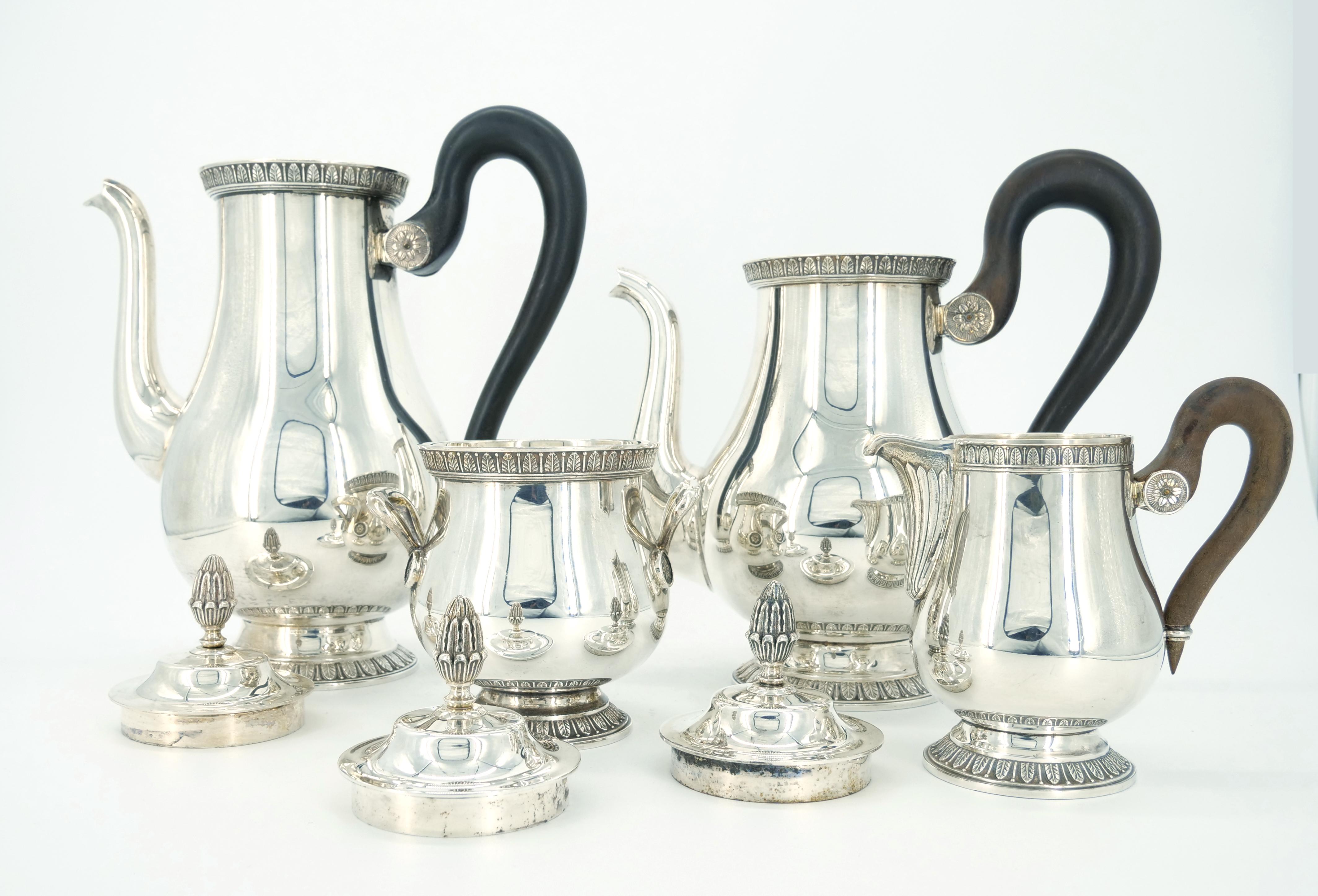French Silver Plate Five Piece Tea / Coffee Service by Christofle In Good Condition In Tarry Town, NY