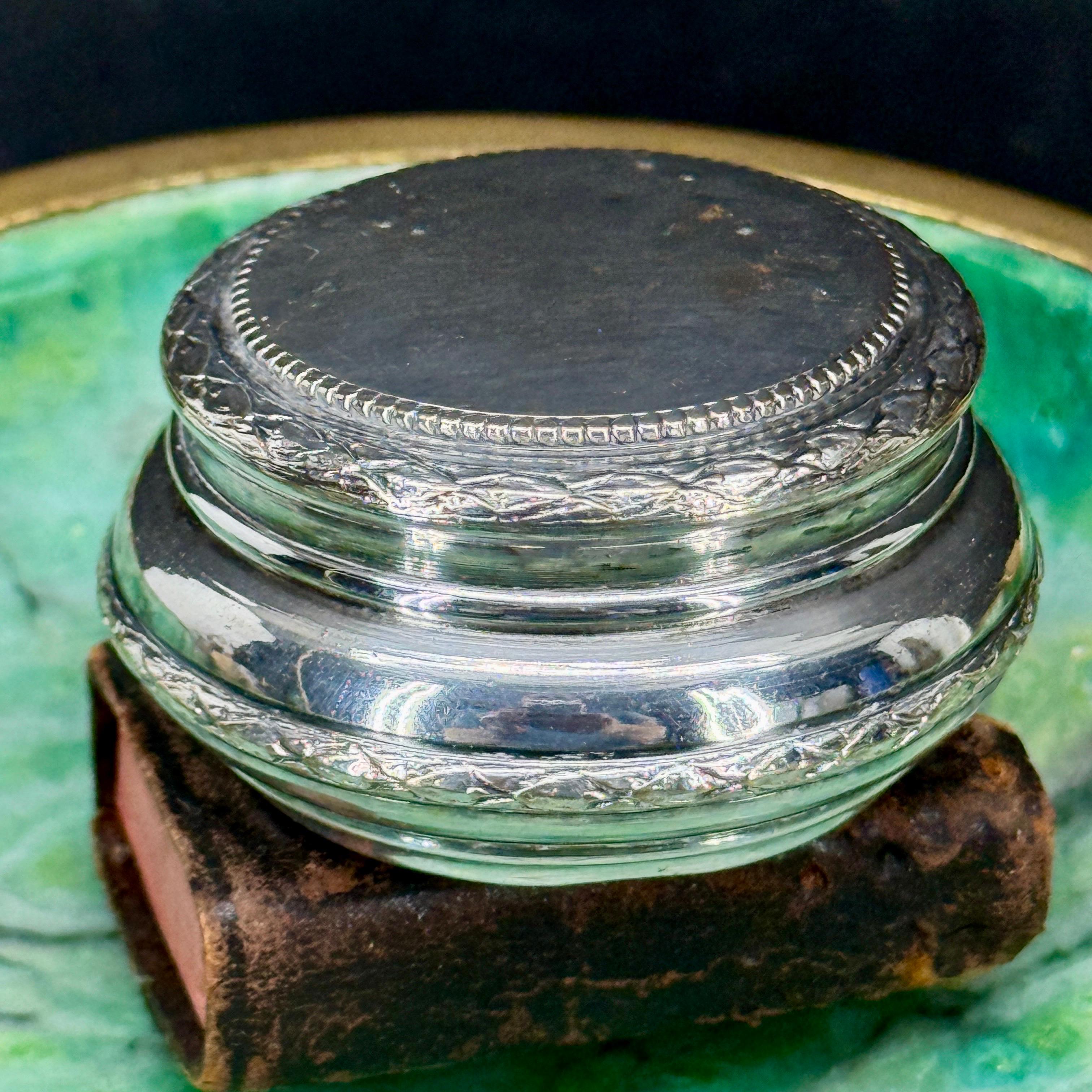 Französisch Silber Platte Schmuck Vanity Pill Trinket Box im Angebot 6