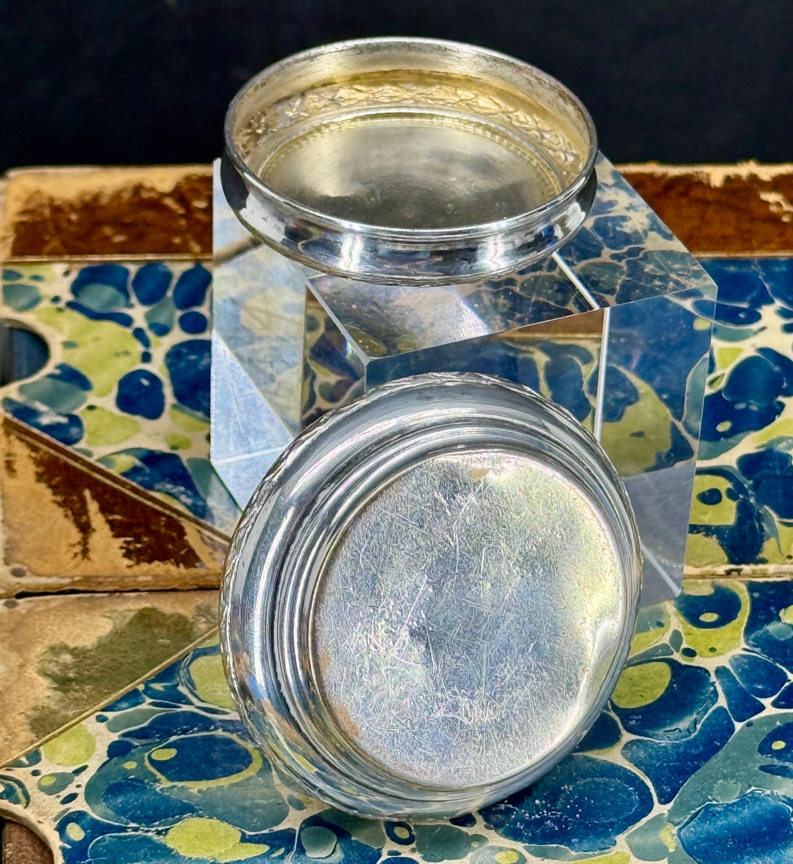 Französisch Silber Platte Schmuck Vanity Pill Trinket Box im Angebot 7
