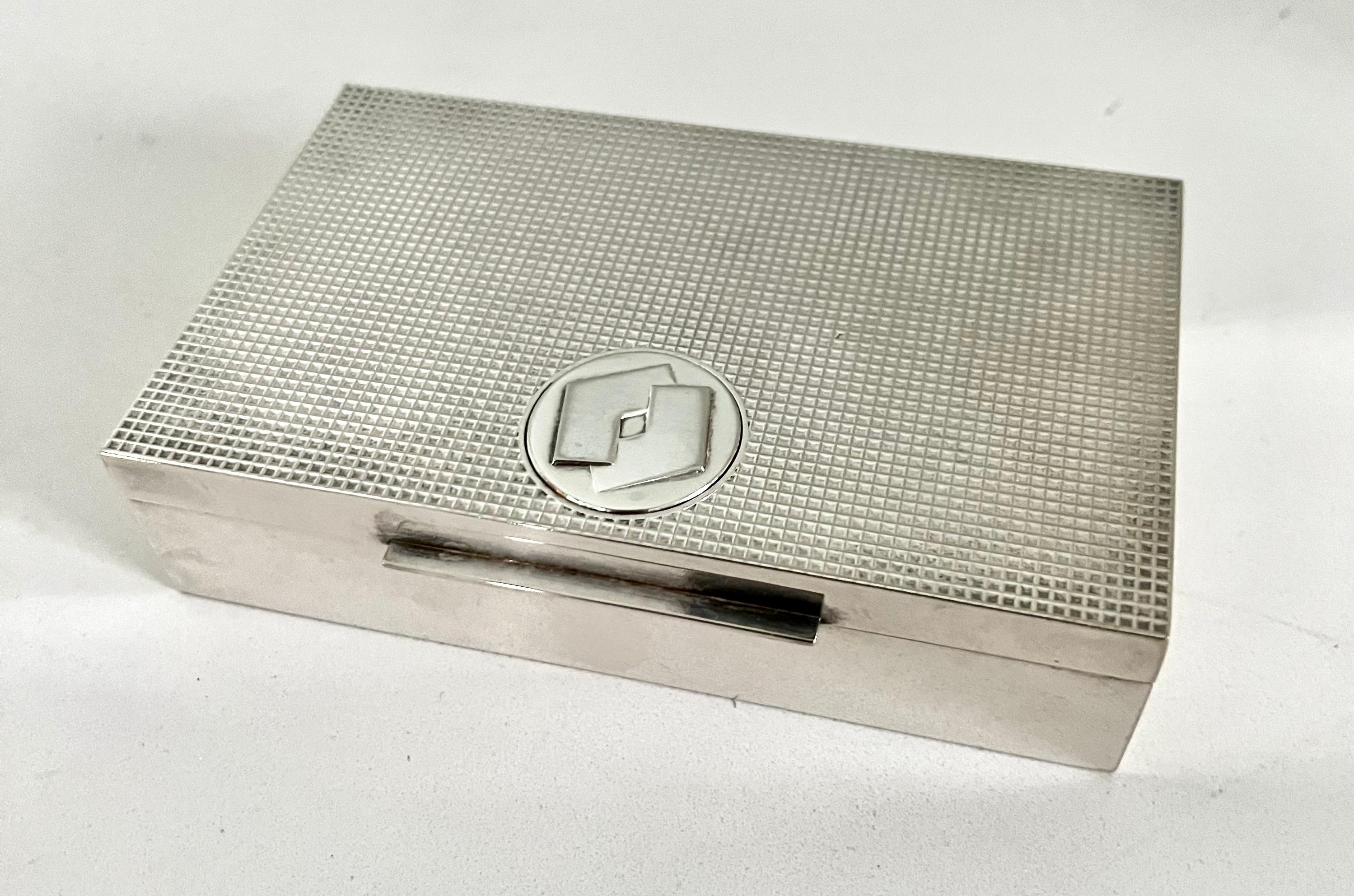 Patinated French Silver Plate Lined Deco Box For Sale