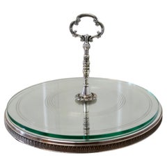 French Silver Plated and Glass Cake Stand