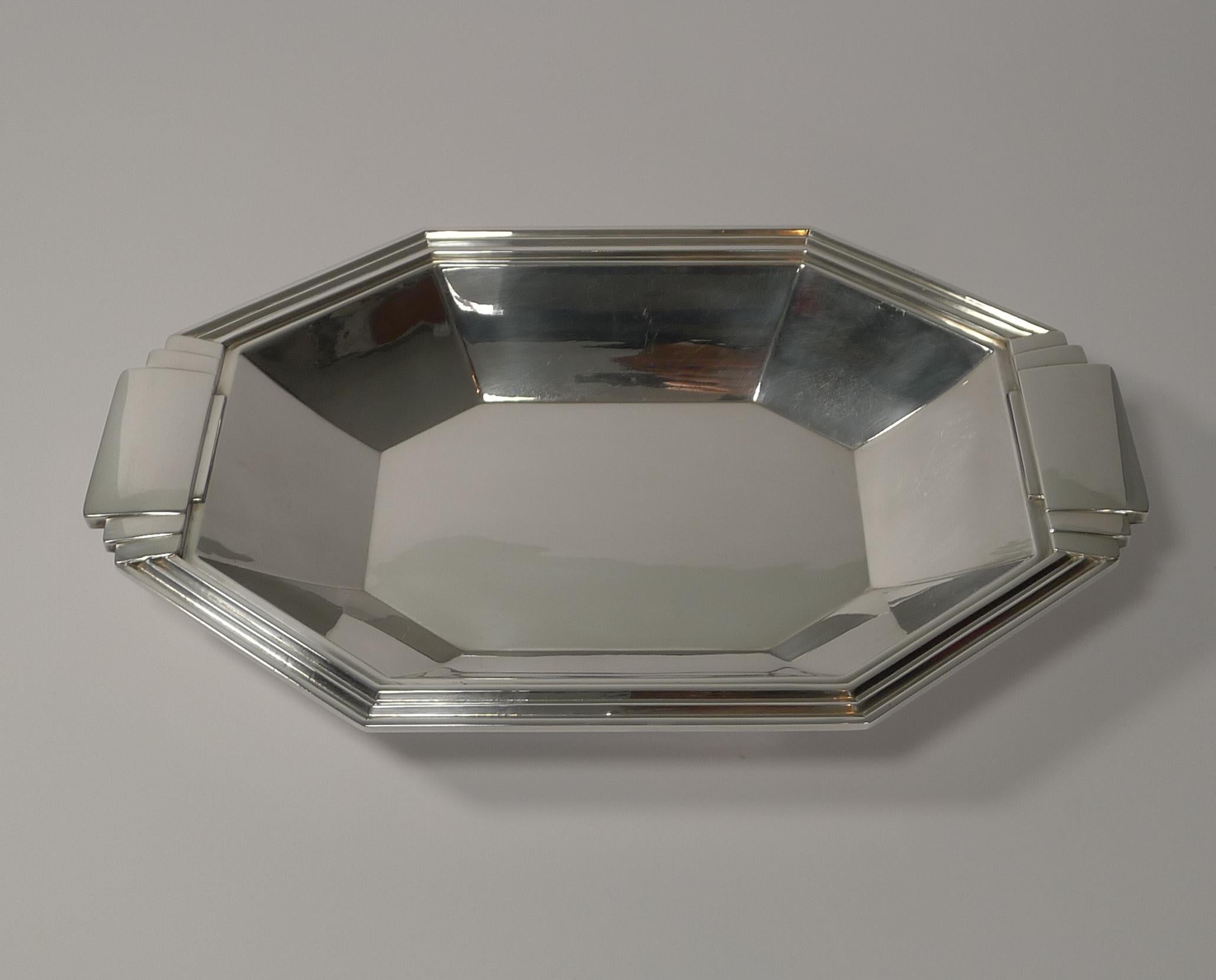 French Silver Plated Art Deco Bread Basket / Bowl by Apollo Orfevrerie 5