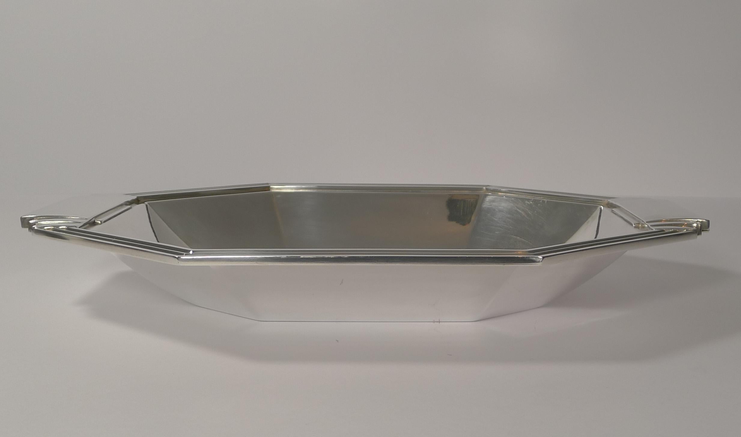French Silver Plated Art Deco Bread Basket / Bowl by Apollo Orfevrerie 1