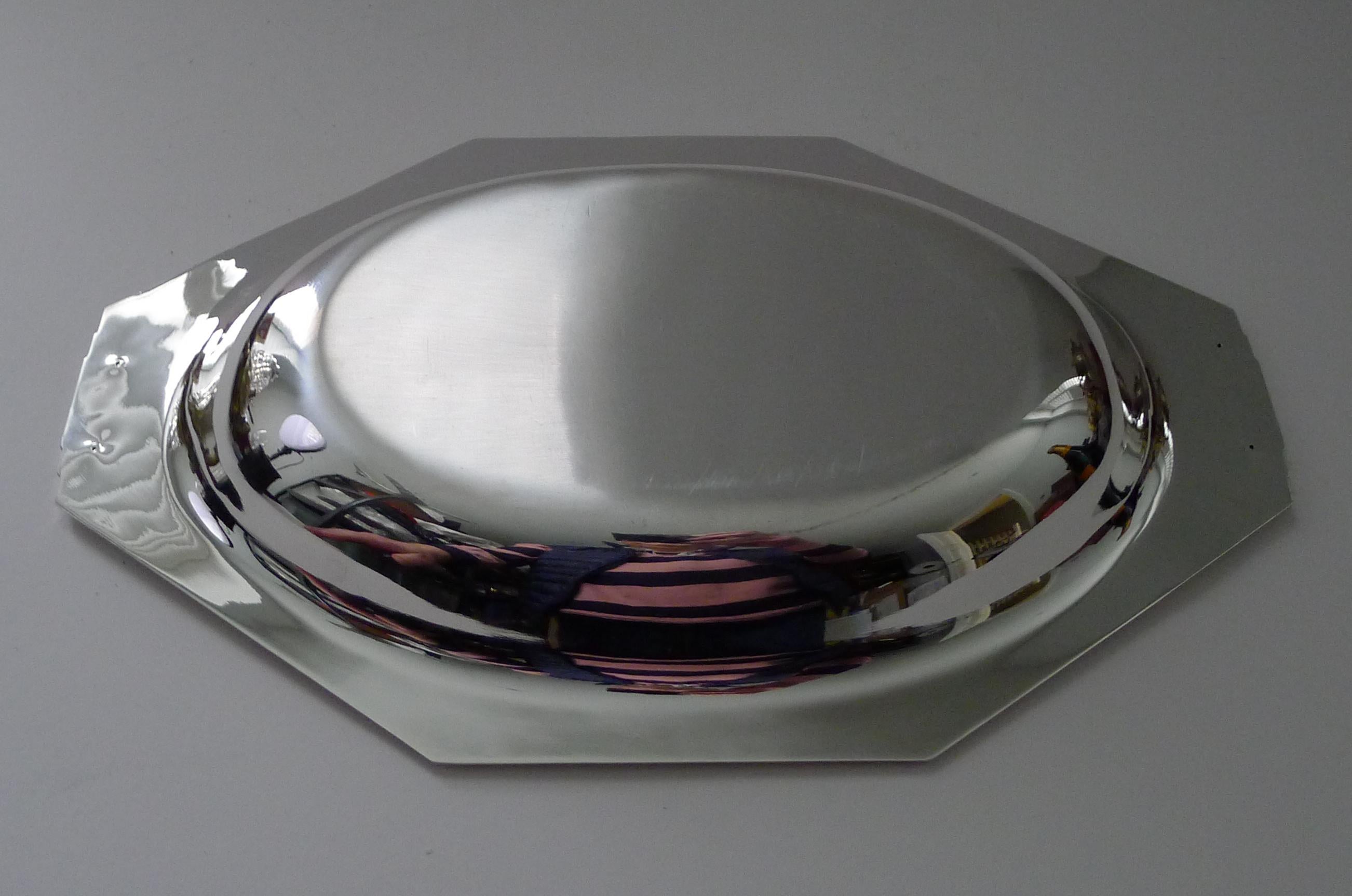 French Silver Plated Art Deco Bread Basket / Bowl by Brille, Paris For Sale 5