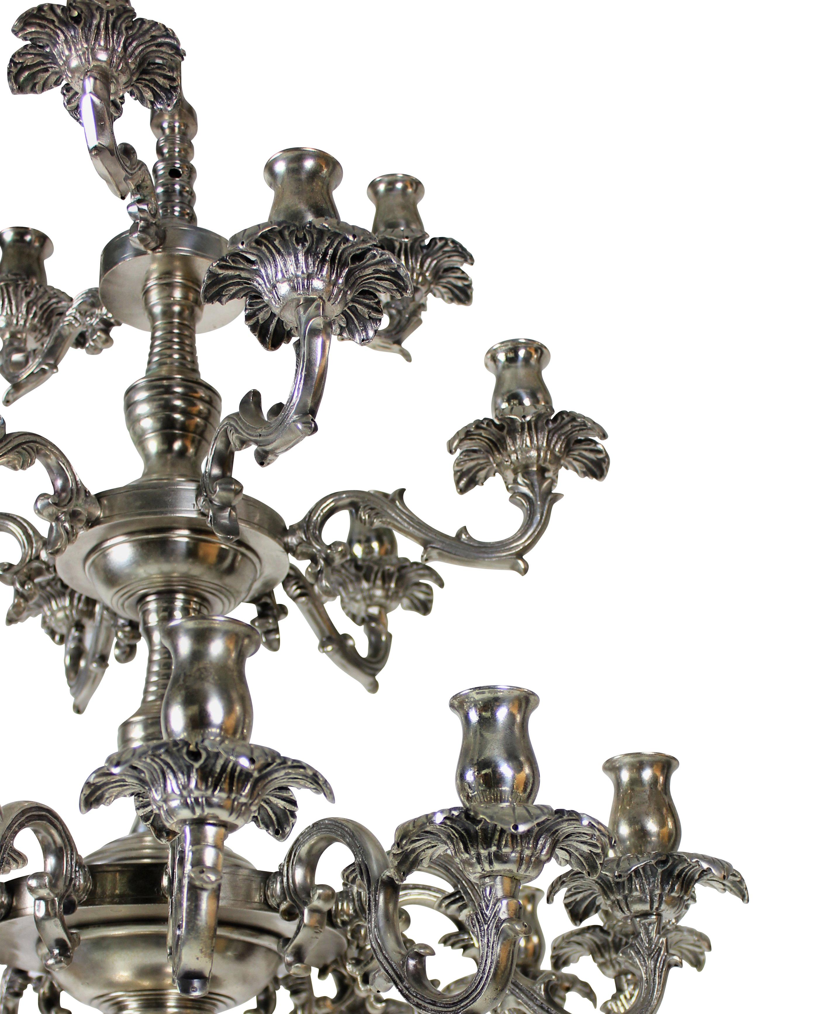 French Silver Plated Bronze Chandelier In Good Condition In Kent, Dover