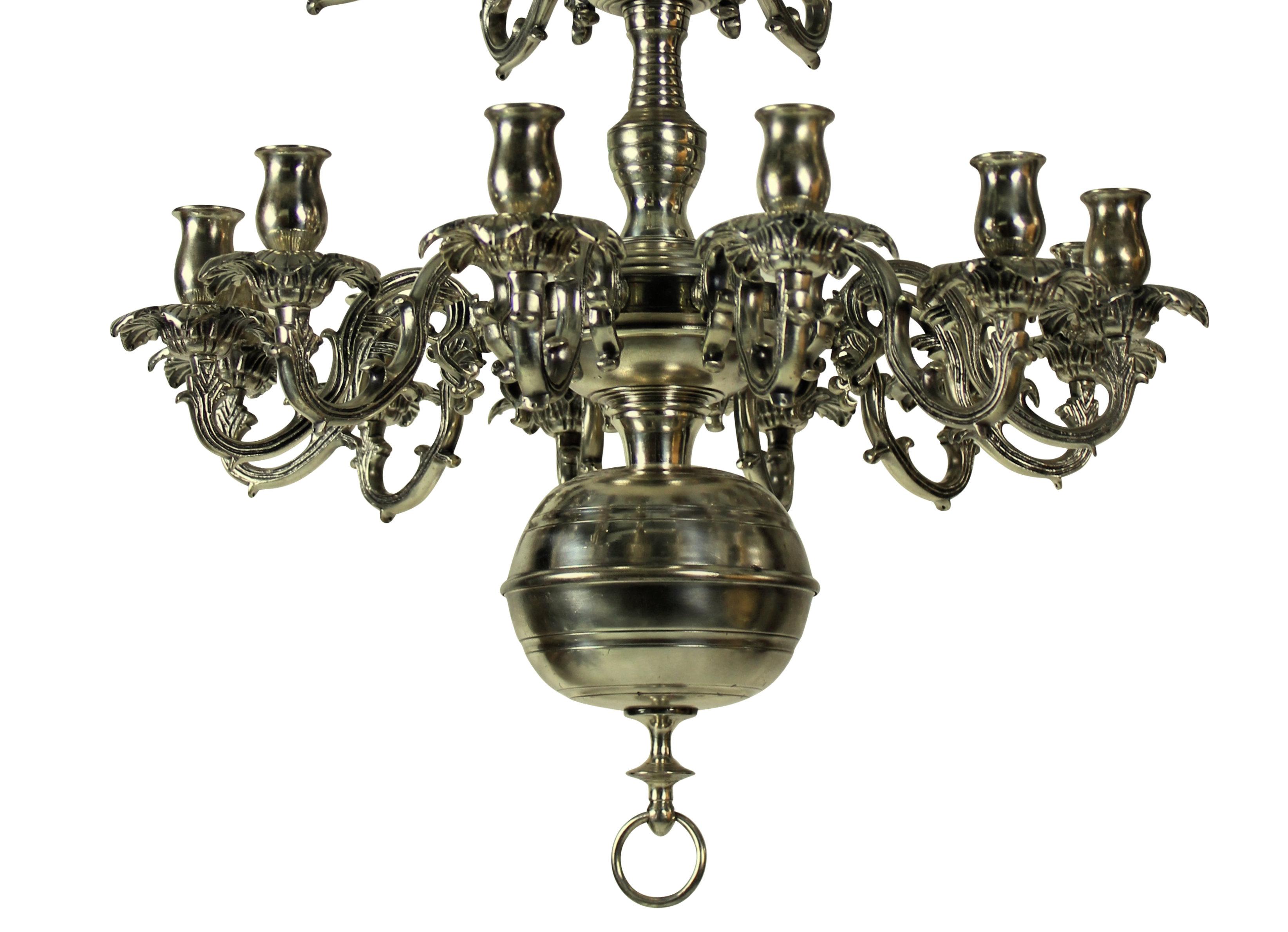 French Silver Plated Bronze Chandelier In Good Condition In London, GB