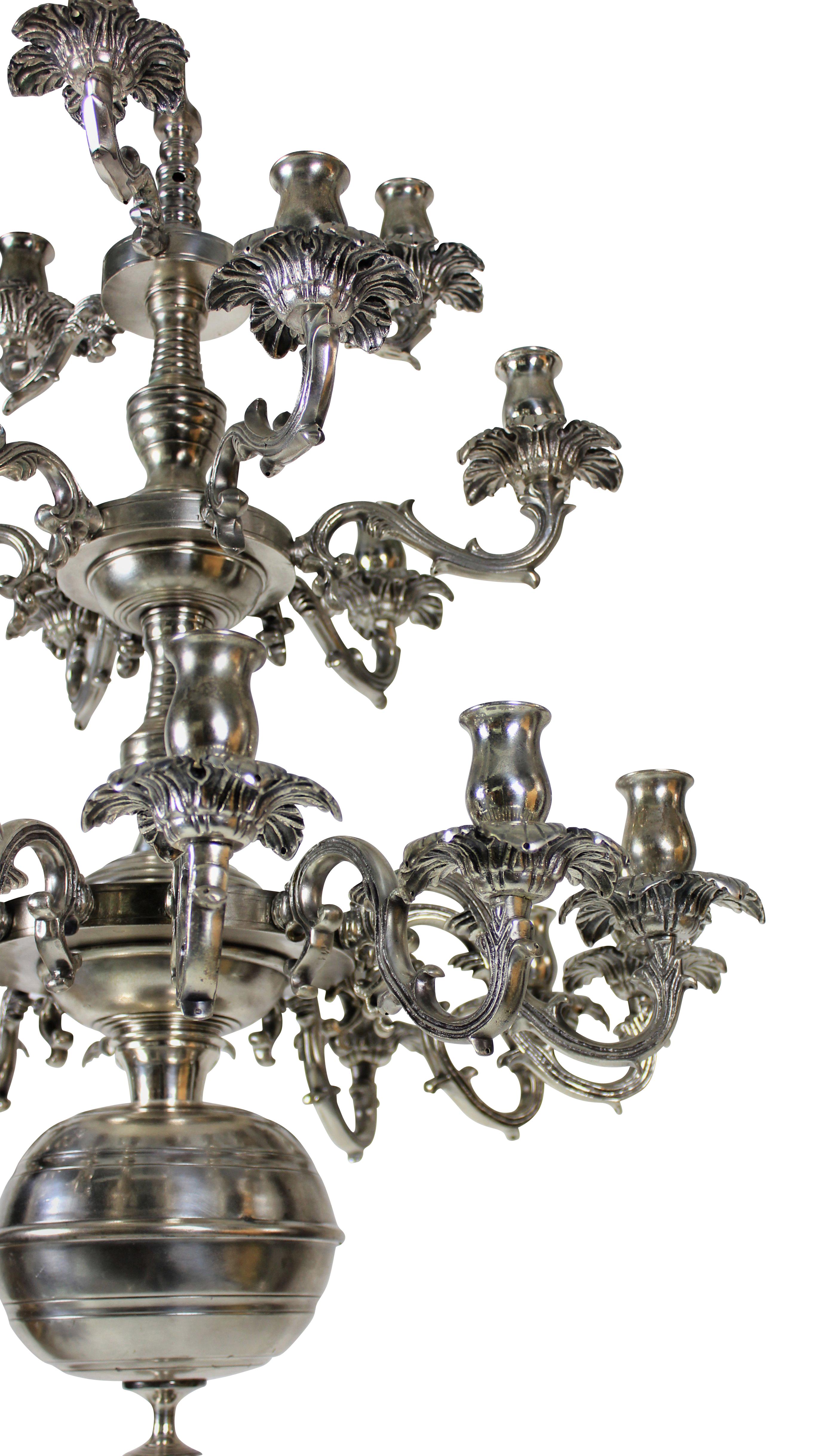 19th Century French Silver Plated Bronze Chandelier