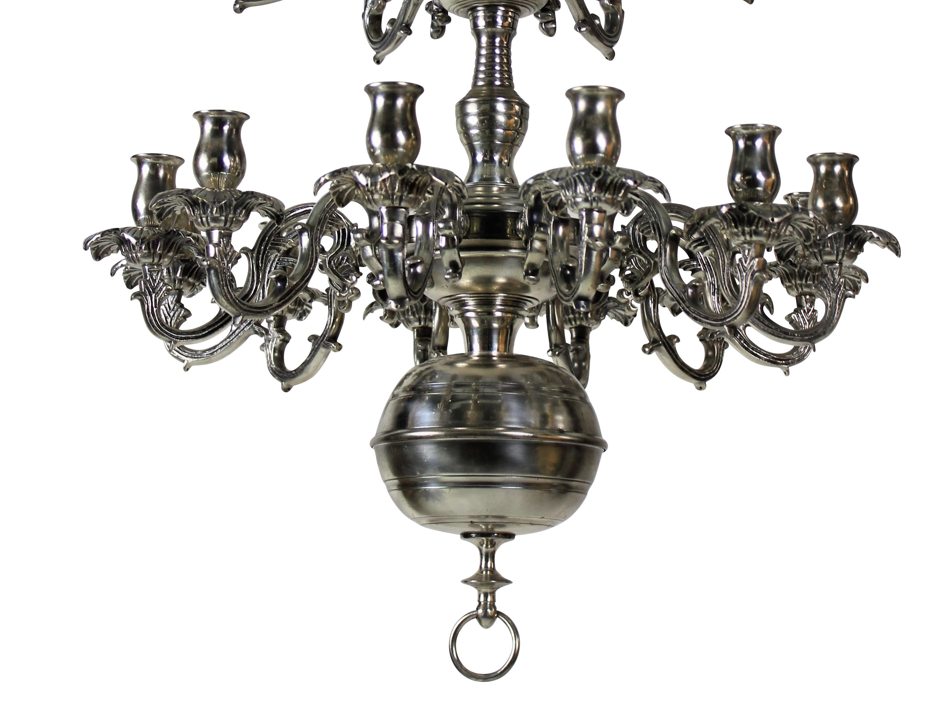 French Silver Plated Bronze Chandelier 1