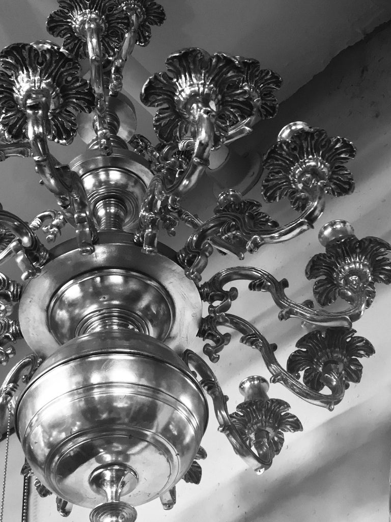 French Silver Plated Bronze Chandelier For Sale at 1stDibs