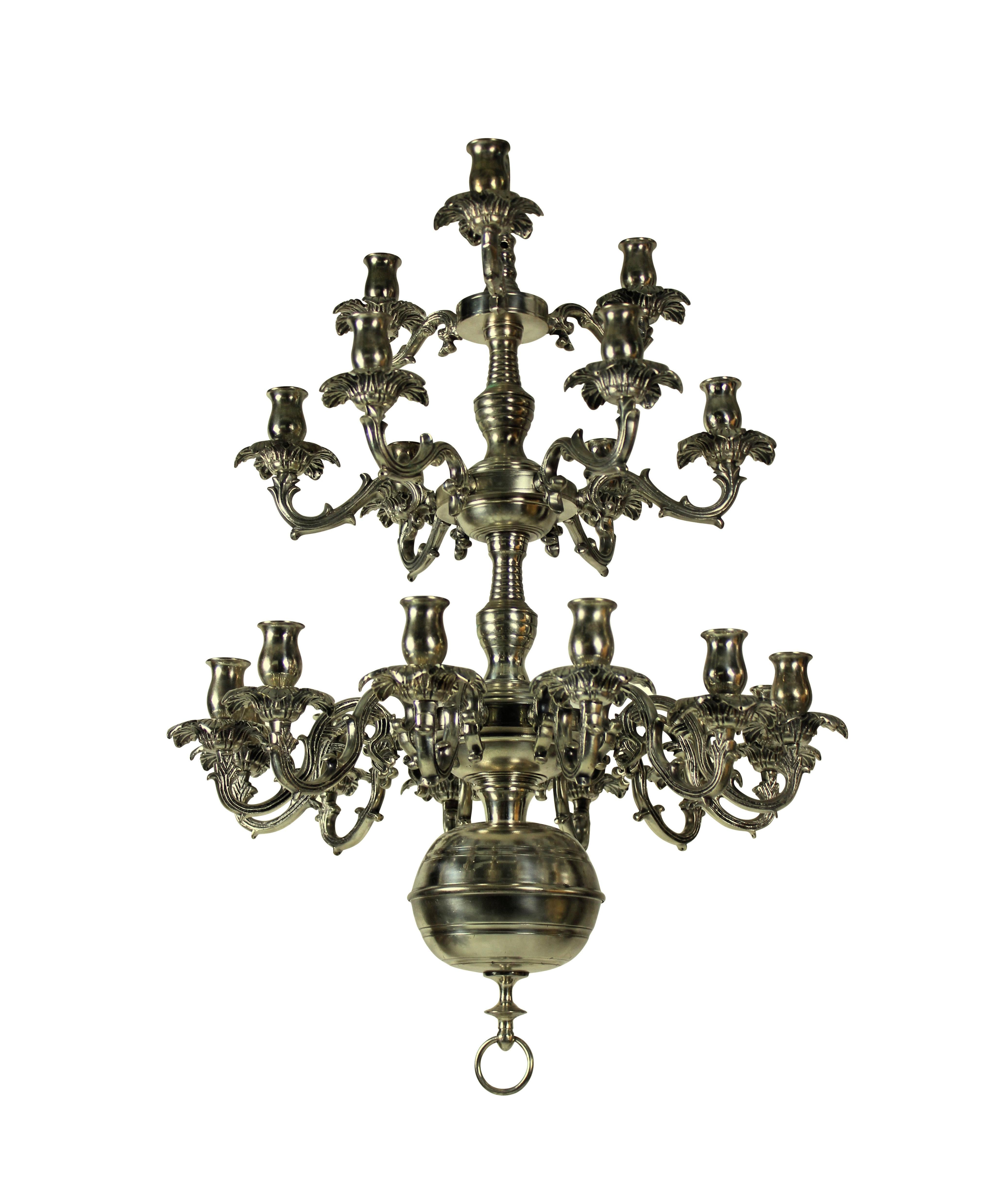 French Silver Plated Bronze Chandelier 2