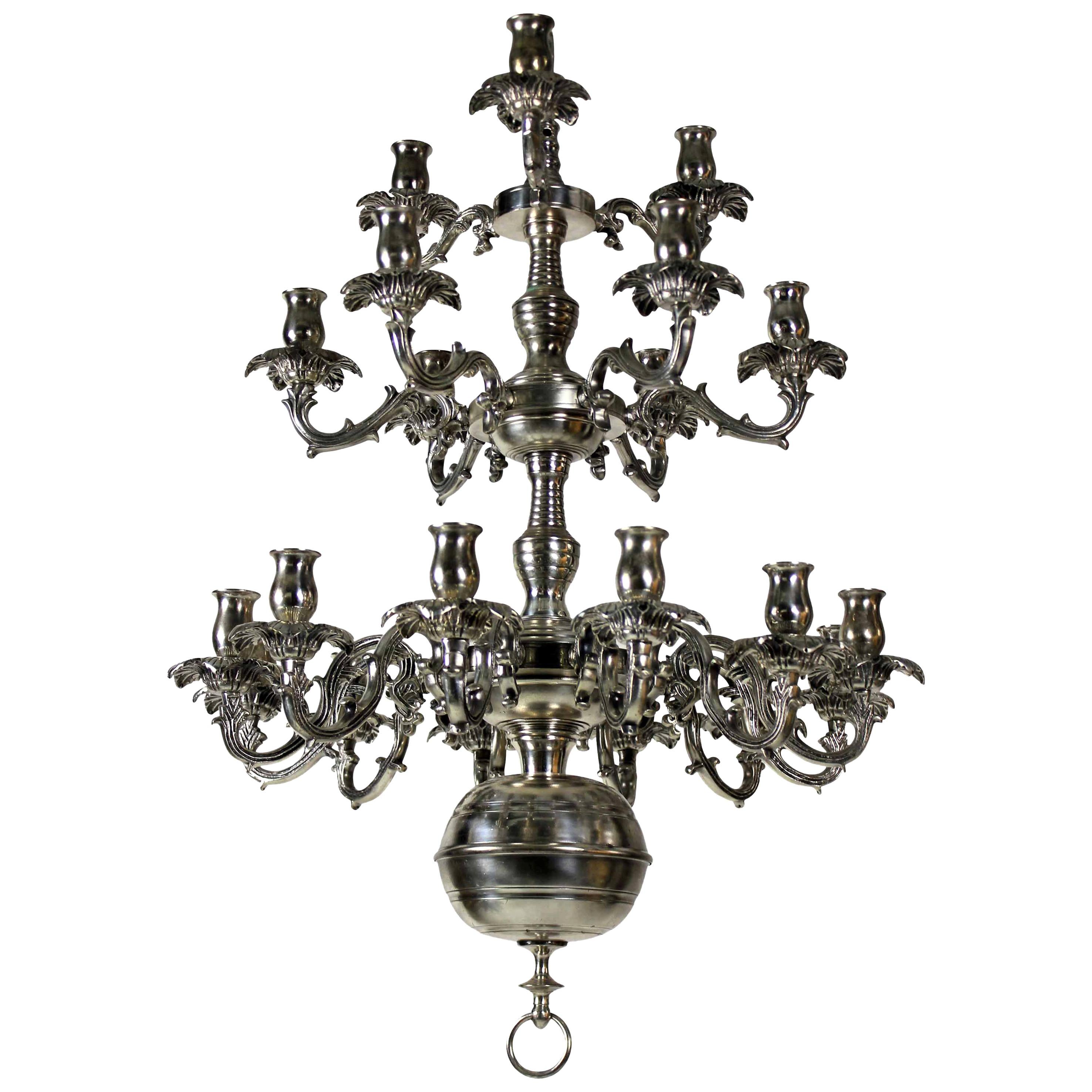 French Silver Plated Bronze Chandelier