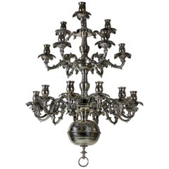 French Silver Plated Bronze Chandelier