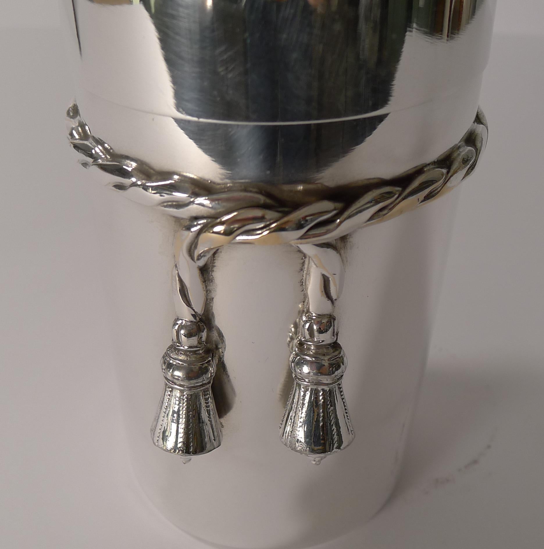 Mid-Century Modern French Silver Plated Champagne Bottle Cocktail Shaker