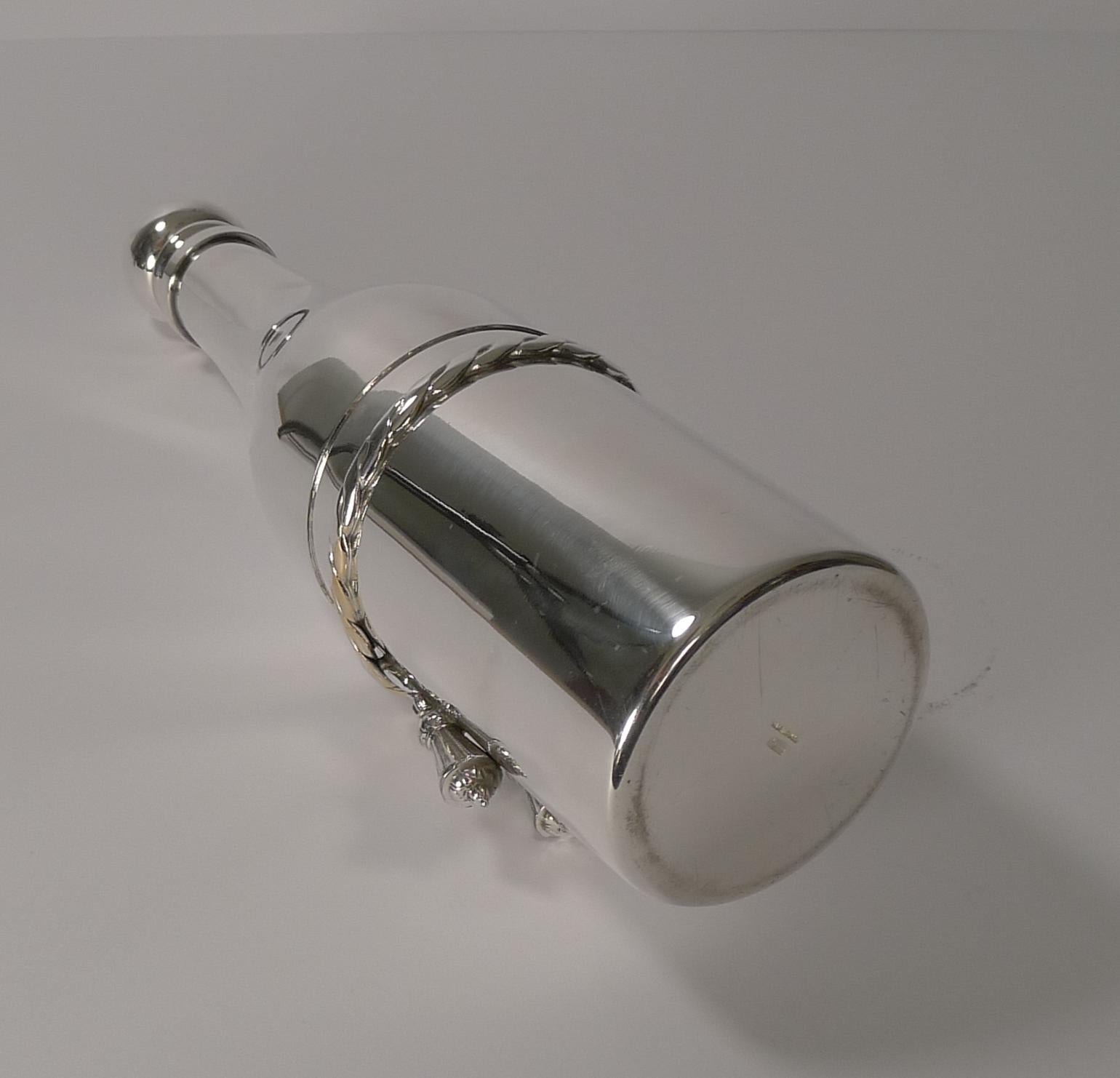 French Silver Plated Champagne Bottle Cocktail Shaker In Good Condition In Bath, GB