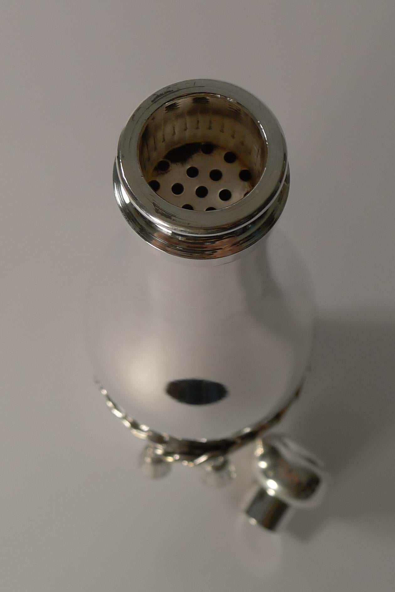 French Silver Plated Champagne Bottle Cocktail Shaker 1