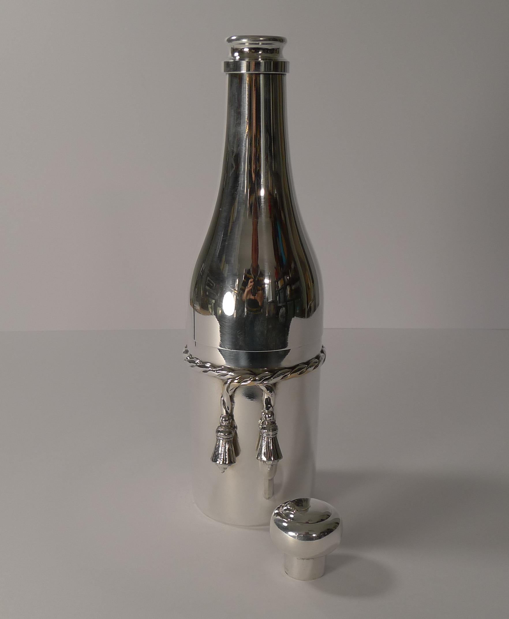French Silver Plated Champagne Bottle Cocktail Shaker 2
