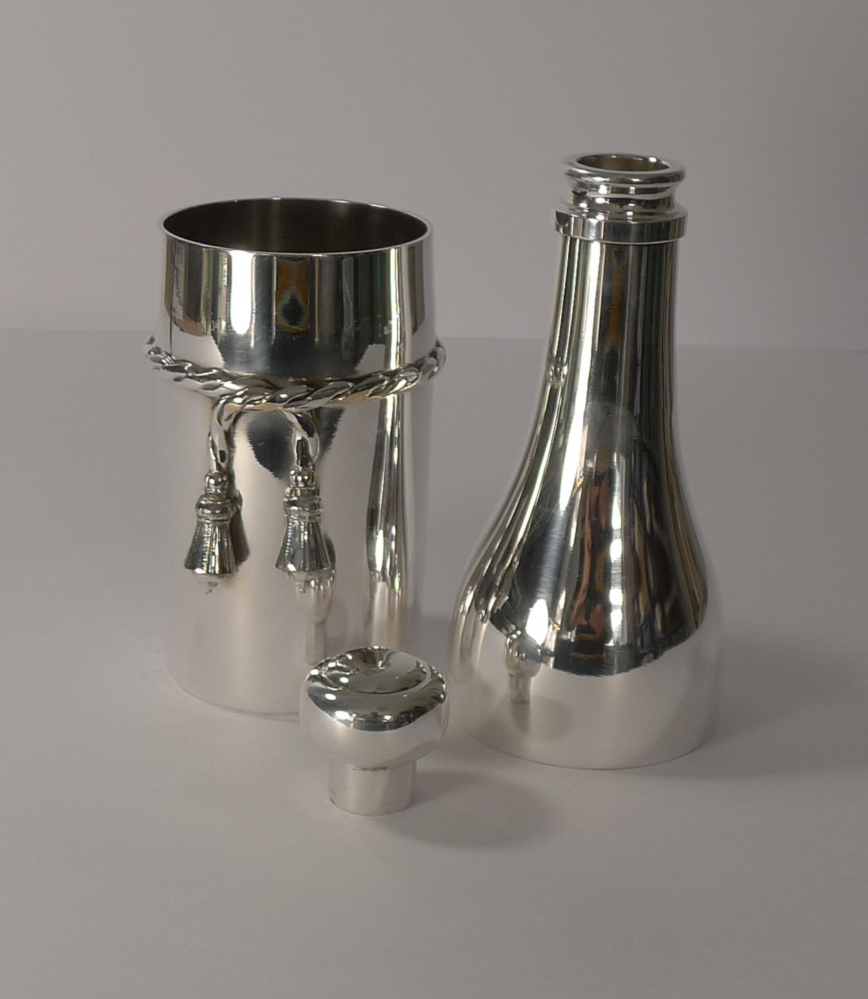 French Silver Plated Champagne Bottle Cocktail Shaker 3