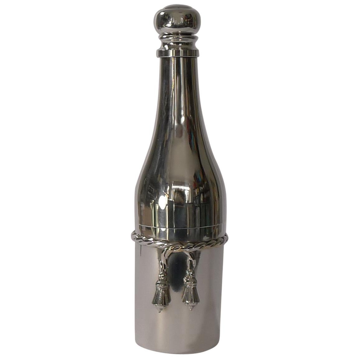 French Silver Plated Champagne Bottle Cocktail Shaker