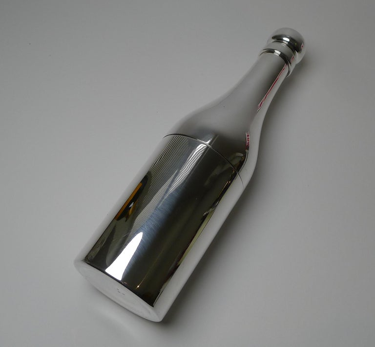 Shaker ancien 1920 / 1930 bouteille de Champagne Métal Argenté