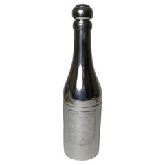 Used French Silver Plated Champagne Bottle Recipe Cocktail Shaker c.1930
