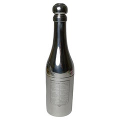 French Silver Plated Champagne Bottle Recipe Cocktail Shaker c.1930